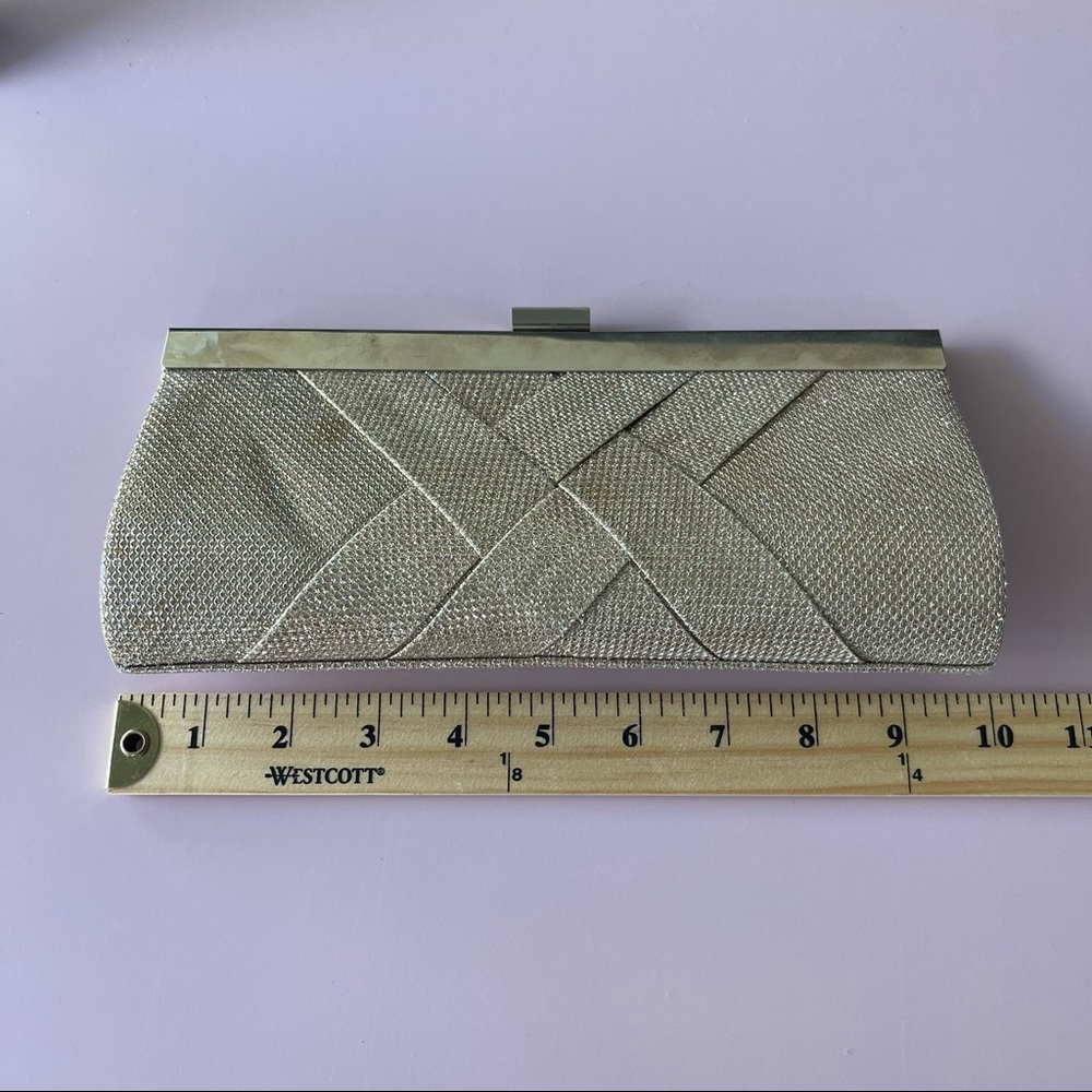 LULU TOWNSEND clutch purse with chain strap. Color Champagne with silver clasp